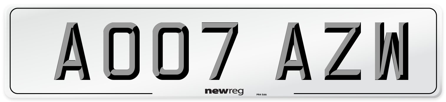 AO07 AZW Number Plate from New Reg